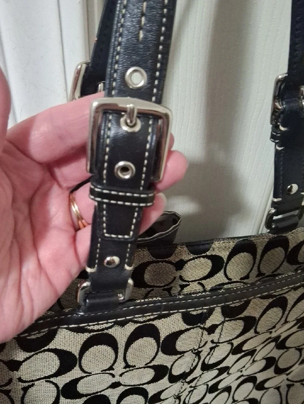 Coach Hamptons Signature Tote with Decorative Bow Accent